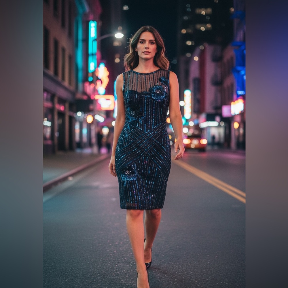 Parker Black Label Beaded Sequin Cocktail Dress – NWT $598 Size 8